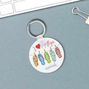 Schattigee Zomer Teenslippers Custom Sleutelhanger