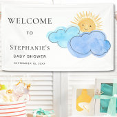 Schattigee zon en wolken jongen Baby shower welkom Spandoek