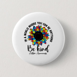 Schattigee Zonnebloem Autisme Moeder Vrouwen Manne Ronde Button 5,7 Cm