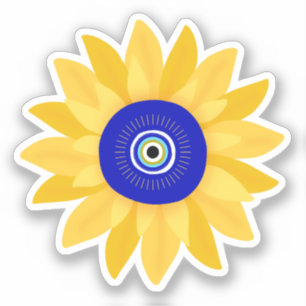 Schattigee Zonnebloem Evil Eye Flower Sticker