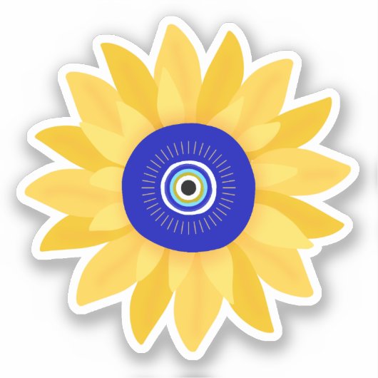 Schattigee Zonnebloem Evil Eye Flower Sticker (Voorkant)