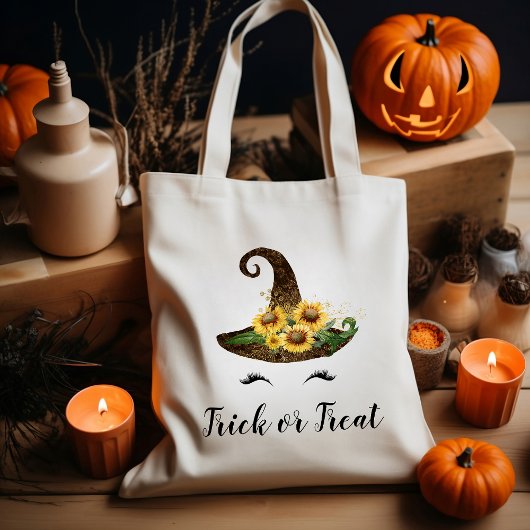 Schattigee Zonnebloem Heks Pet Halloween Trick or  Tote Bag