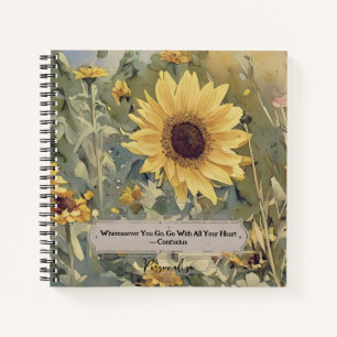 Schattigee Zonnebloem Meadow Confucius HeartQuote Notitieboek