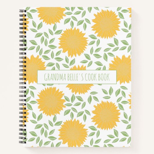 Schattigee zonnebloem patroon oma's recept notitieboek (Voorkant)