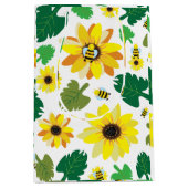 Schattigee zonnebloembij medium cadeauzakje (Voorkant)