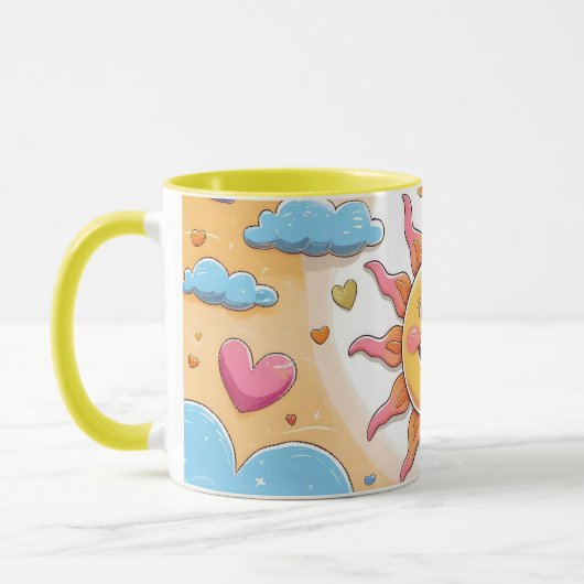 Schattigee zonneschijn en regenbogen Kinder patroo Mok (Links)