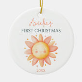 Schattigee Zonnetekening Custom Keepsake 1st Chris Keramisch Ornament (Voorkant)