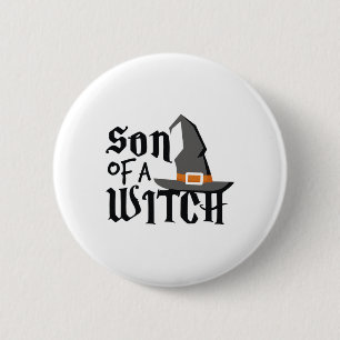 Schattigee zoon van een heks Halloween Shirt Boys Ronde Button 5,7 Cm