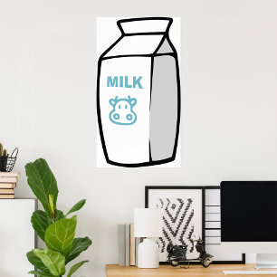 Schattigee zuivel Koe Cartoon Melk Karton Illustra Poster