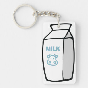 Schattigee zuivel Koe Cartoon Melk Karton Illustra Sleutelhanger