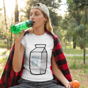 Schattigee zuivel Koe Cartoon Melk Karton Illustra T-shirt