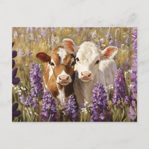 Schattigee zuivel Koe Kalveren Lupine Flowers Briefkaart