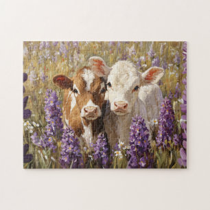 Schattigee zuivel Koe Kalveren Lupine Flowers Legpuzzel