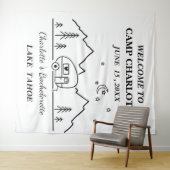 Schattigee zwart-wit Bachelorette Banner Wandkleed (In Situ (horizontaal))