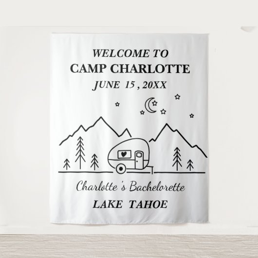 Schattigee zwart-wit Bachelorette Banner Wandkleed (Voorkant)