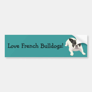 Schattigee zwart-wit Franse Bulldog op blauwe rug Bumpersticker