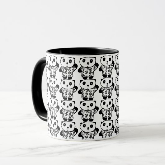 Schattigee zwart-wit pandy het panda-patroon mok (Voorkant links)