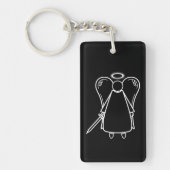 Schattigee zwart-wit wraak engel (dubbelzijdig) sleutelhanger (Voorkant)
