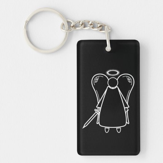 Schattigee zwart-wit wraak engel (dubbelzijdig) sleutelhanger (Voorkant)