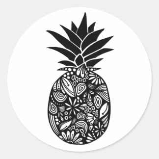 Schattigee zwart-witte ananas Sticker