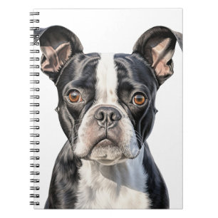 SCHATTIGEE ZWART-WITTE BOSTON TERRIER DOG NOTITIEBOEK