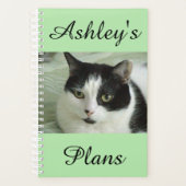 Schattigee zwart-witte kat gepersonaliseerd planner (Voorkant)