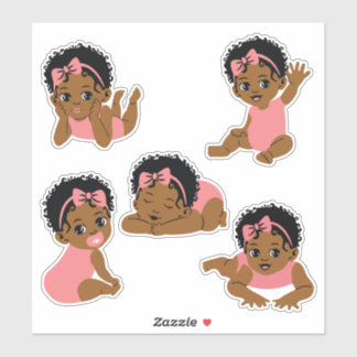 Schattigee zwarte Afro-Amerikaanse Baby Girl Stick Sticker