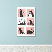 Schattigee Zwarte Cat Wall Art Canvas Print (Insitu (Houten vloer))