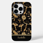 Schattigee zwarte en gouden paddenstoel gepersonal Case-Mate iPhone case (Achterkant)