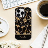 Schattigee zwarte en gouden paddenstoel gepersonal Case-Mate iPhone case