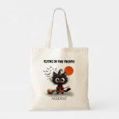 Schattigee zwarte heks kitten Halloween Trick or t Tote Bag (Achterkant)