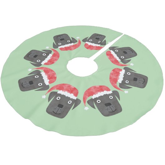 Schattigee zwarte hond in Santa Hat Kerstboom Rok (Gekanteld)