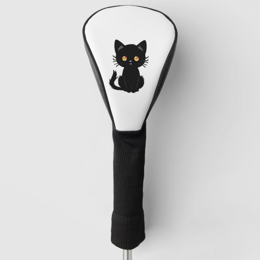 Schattigee zwarte kat 2 golfheadcover (Voorkant)
