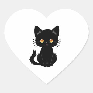 Schattigee zwarte kat 2 hart sticker
