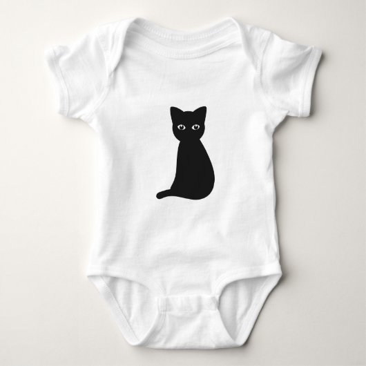 Schattigee zwarte kat baby bodysuit. romper (Voorkant)