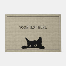 Schattigee Zwarte Kat Custom Halloween Deurmat