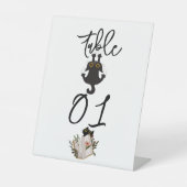 Schattigee Zwarte Kat en Boek Baby shower Tafelnum Reclamebord Met Voetstuk (Voorkant)