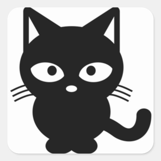 Schattigee zwarte kat Halloween Kat Vierkante Sticker (Voorkant)