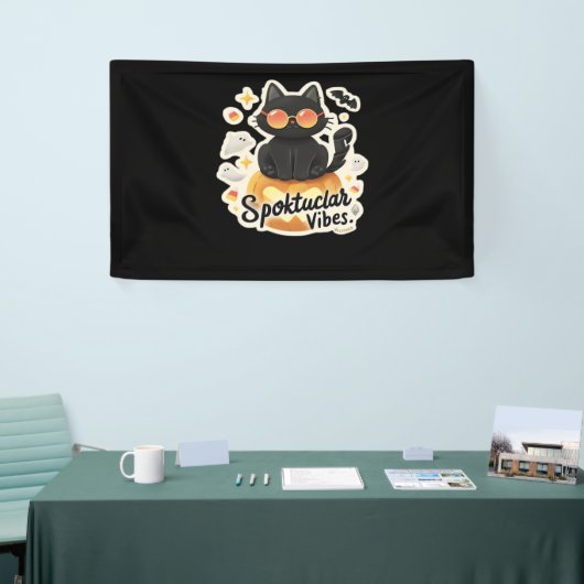 Schattigee zwarte kat Halloween pompoen oversized Spandoek (Beurs)