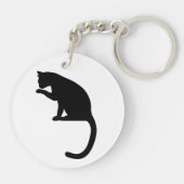 Schattigee zwarte kat Halloween Sleutelhanger (Achterkant)