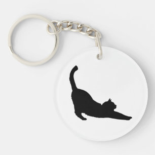 Schattigee zwarte kat Halloween Sleutelhanger