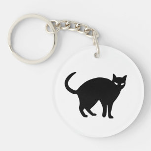 Schattigee zwarte kat Halloween Sleutelhanger