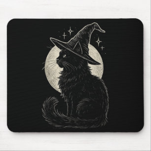 Schattigee Zwarte Kat Heks Pet Moon Retro Coquette Muismat