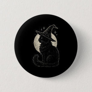 Schattigee Zwarte Kat Heks Pet Moon Retro Coquette Ronde Button 5,7 Cm
