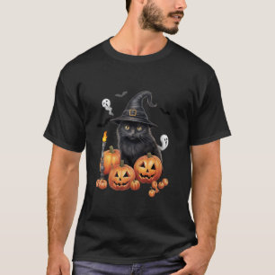 Schattigee zwarte kat heks Pet pompoen huisdier ei T-shirt