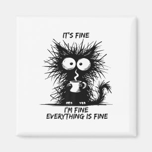 Schattigee zwarte kat het is prima ik ben prima al magneet