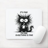 Schattigee zwarte kat het is prima ik ben prima al muismat (Met muis)