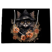 Schattigee zwarte kat in een heks Pet Groot Cadeauzakje (Voorkant)