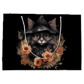 Schattigee zwarte kat in een heks Pet Groot Cadeauzakje (Achterkant)
