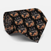 Schattigee zwarte kat in een heks Pet Pattern Stropdas (Opgerold)